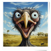 Bizarre ostrich face in the savannah