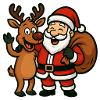 Santa Claus with Merry Reindeer