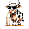Kuh mit Sonnenbrille Milchshake