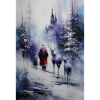 Winter silhouette: Santa Claus and reindeer