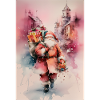 Santa aquarelle urbain et cadeaux