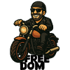Casual Biker on Motorcycle Comic