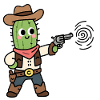 Cowboy Cactus in Western Cartoon