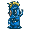 Blue Monster mit Kopfhörern