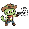 Green Cowboy Cat with Pistol