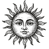 Sun Face Sketch in Night Style