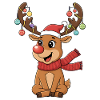 Reindeer with baubles and Christmas hat