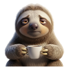 Funny tired sloth with coffee
