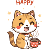 Happy Hot Drink Cat