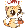 Cat Coffee Latte Cartoon