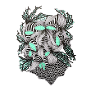 Line Flowers Pattern Mint Accent