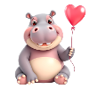 Liebes-Hippo mit rotem Herzballon