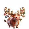 Weihnachtskuh mit Leuchtornamenten