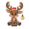 Happy reindeer with fairy lights