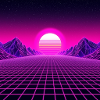 Neon Horizon Retrogrid Sunrise