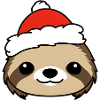 Christmas Sloth with Santa Hat