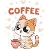 Chat Café Doux Tasse Coeur