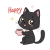 Black Cat Smiling Sweet Coffee