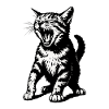 Angry Black Cat Line Drawing