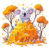 Koala auf Honigfels im Herbst