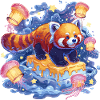 Red Panda on Honey Cake
