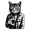 Katzenbarista mit ToGo Kaffee