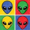 Aliens Pop-Art Popart Alienköpfe Aliengesichter