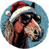 Christmas Horse with Sunglasses