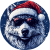 Wolf with Christmas hat and sunglasses