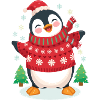 Festive Penguin in Red Knit