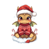 Kawaii Weihnachtsdrache im roten Pullover