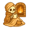 Cozy Fireplace Skeleton – Warm & Relaxed