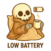 Low Battery Skeleton – Cozy Tired