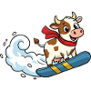 Snowboard Cow Cartoon Funny Winter Cow
