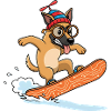 Funny snowboard dog with cap