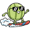 Watermelon Surfs Cartoon Cool Summer Vibes