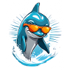 Dolphin with sunglasses and surf splash