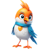 Bunter Vogel mit Schal – Cartoon-Design