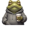 Müder Frosch Kaffee Morgenmuffel