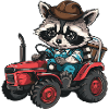 Raccoon Tractor Farmer
