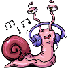 Schnecke hört Musik mit Kopfhörern