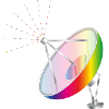 Bunte Satellitenschüssel im futuristischen Stil