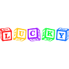 Lucky – Buntes 3D-Würfelbuchstaben-Design