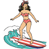 Pin-up girl on surfboard