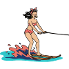 Pin-up-Mädchen auf Wasserskiern