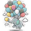 Ballon-Elefant im Wolkenmeer