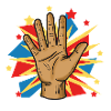 Comic hand with explosion burst