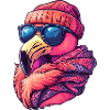 Cool Flamingo Winter Streetwear Wearing Sunglasses