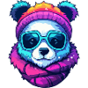Neon-Regenbogenbär-Straßenstil mit Sonnenbrille