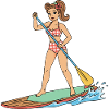 Pin-up girl on Stand-Up Paddleboard
